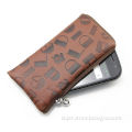 PU Leather Phone Case for iPhone 4, with Zipper and Lanyard, Customized Patterns/Logos are Welcome